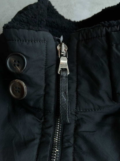 Prada Vintage Sherpa Lined Collar Nylon Jacket