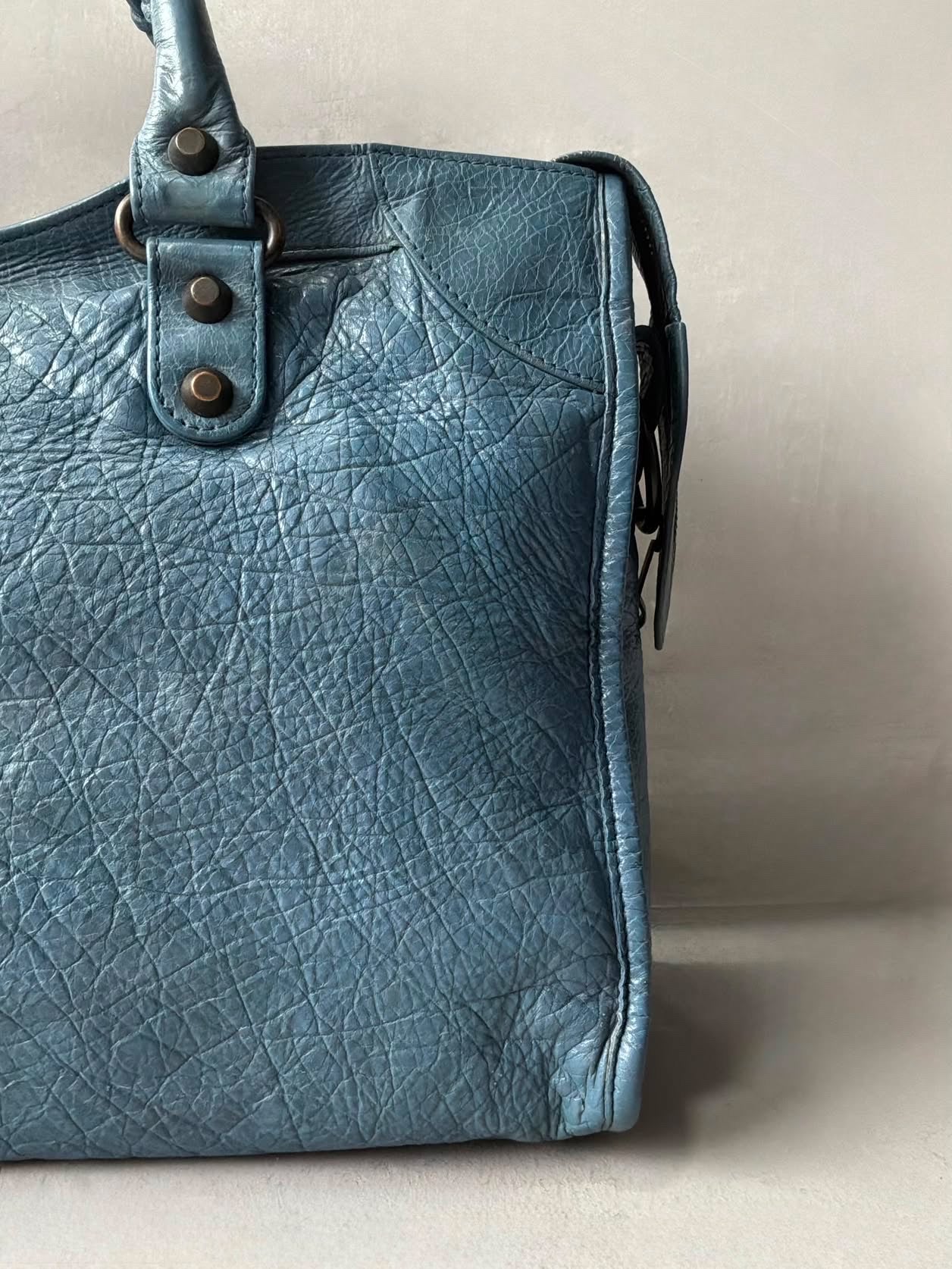 Balenciaga City Blue Lambskin Bag