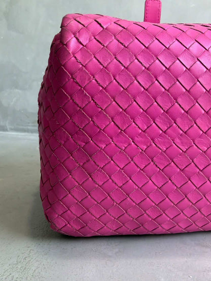 Bottega Veneta Pink Intrecciato Boston Bag