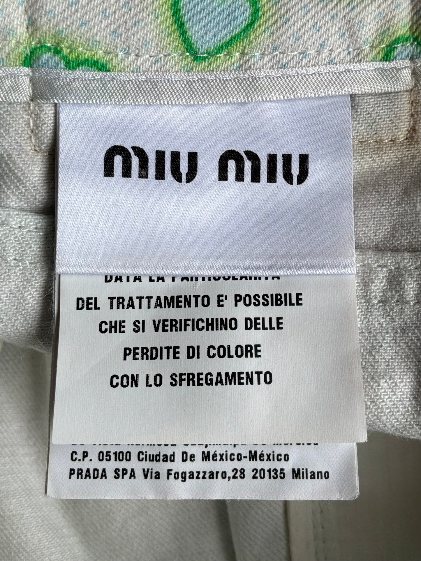 Miu Miu All Over Print Heart Denim Shorts