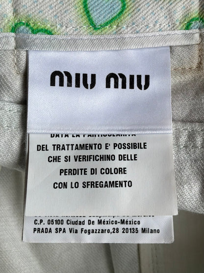 Miu Miu All Over Print Heart Denim Shorts