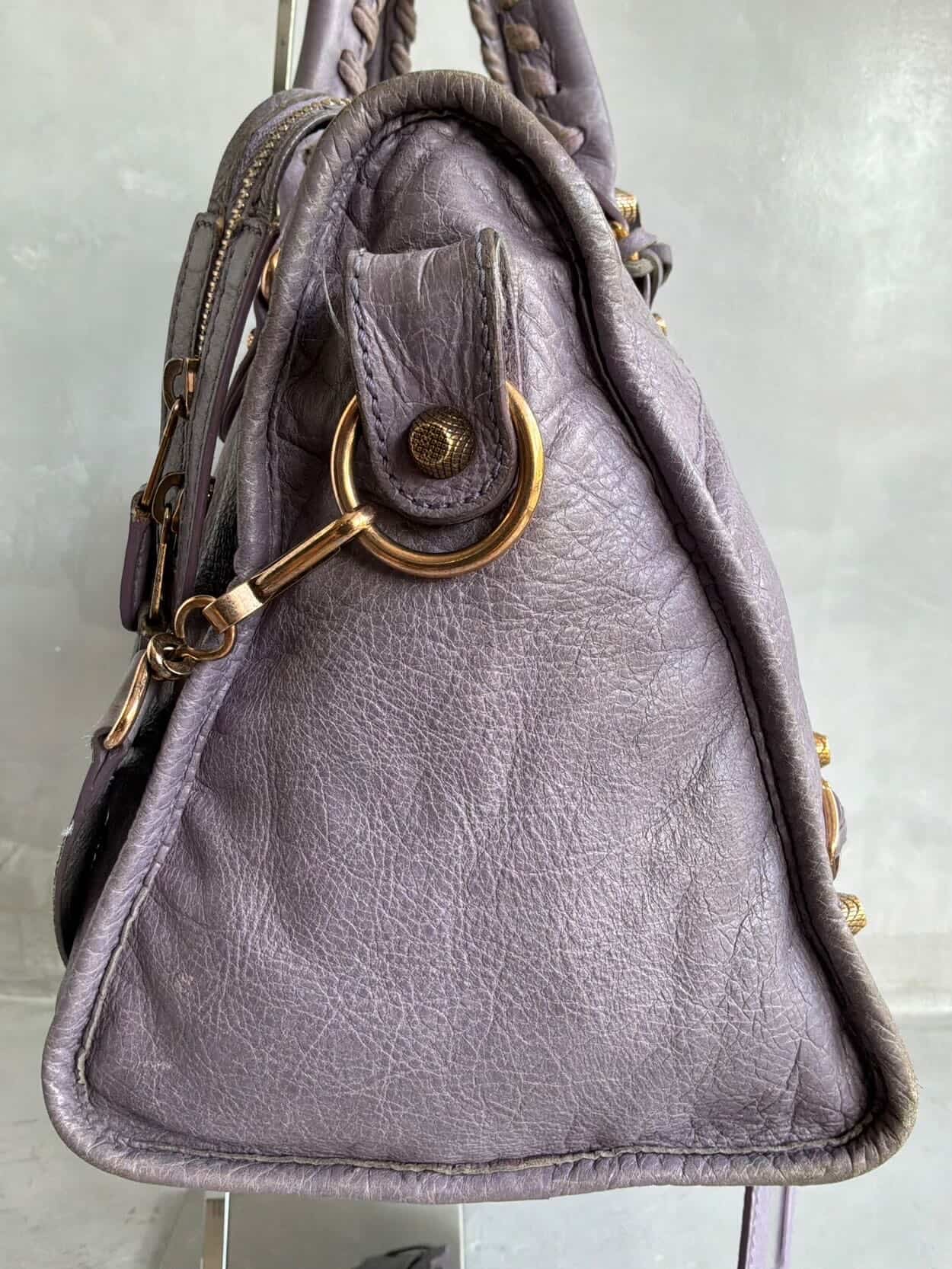 Balenciaga City ‘Part Time’ Purple Lambskin Shoulder Bag
