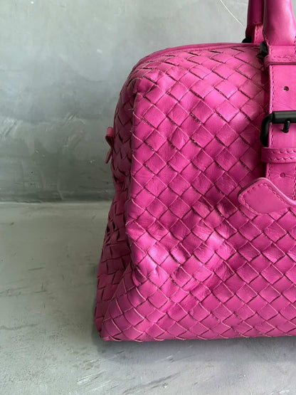 Bottega Veneta Pink Intrecciato Boston Bag