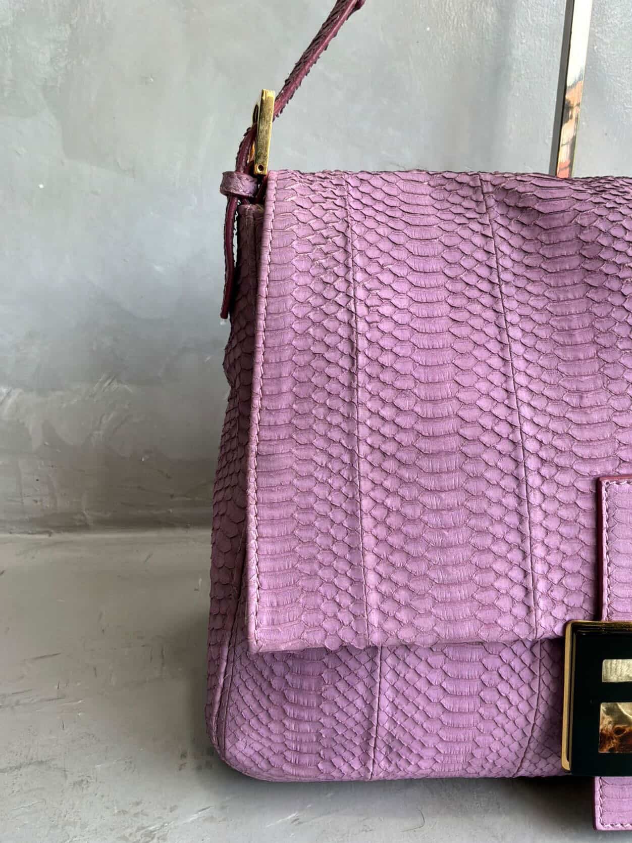 Fendi Python Leather Large Mamma Baguette Bag