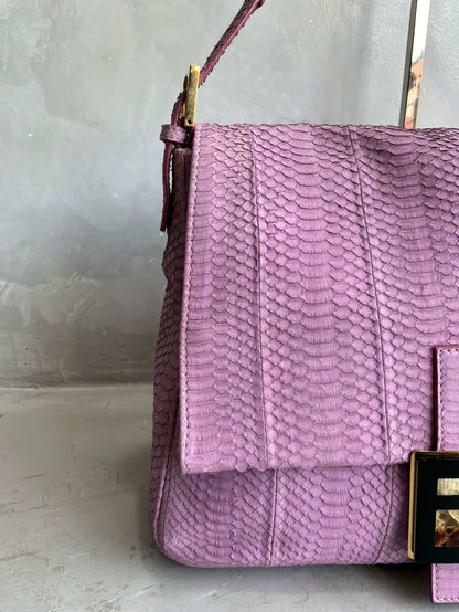 Fendi Python Leather Large Mamma Baguette Bag