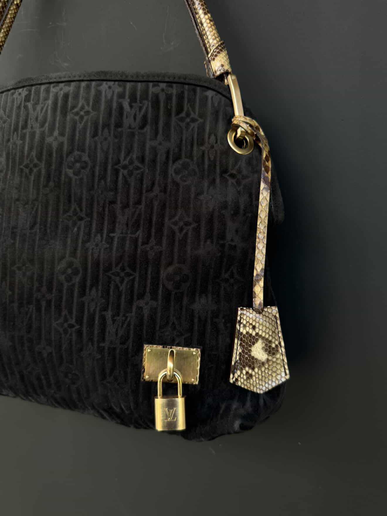 Louis Vuitton Limited Edition Suede Monogram Python Bag