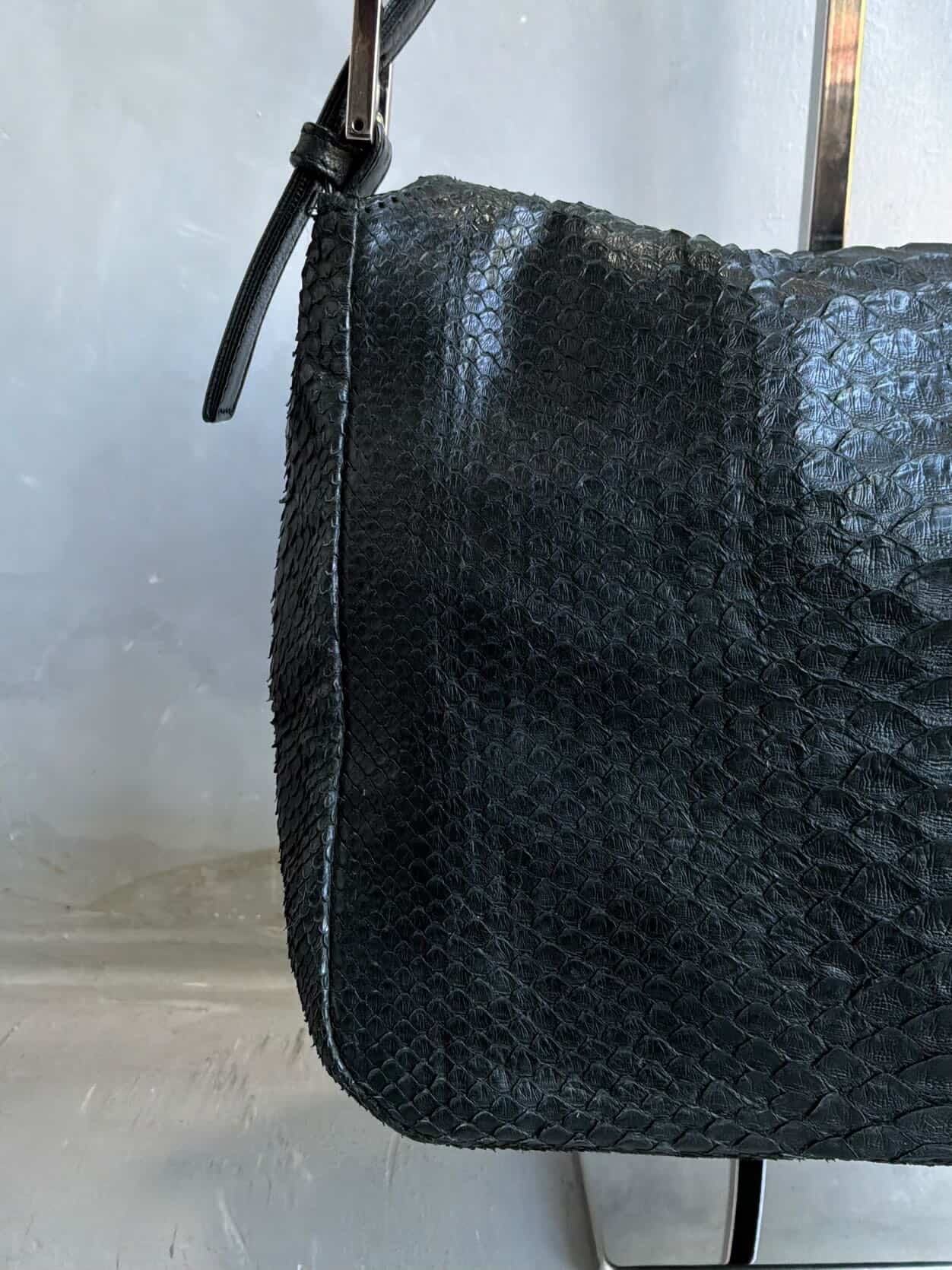 Fendi Python Double Flap Mamma Baguette Bag