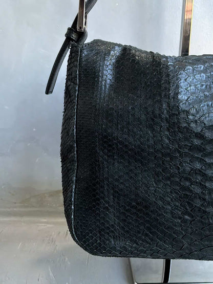 Fendi Python Double Flap Mamma Baguette Bag