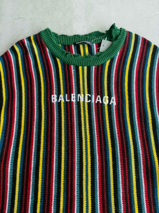 Balenciaga Multicolor Striped Logo Sweater