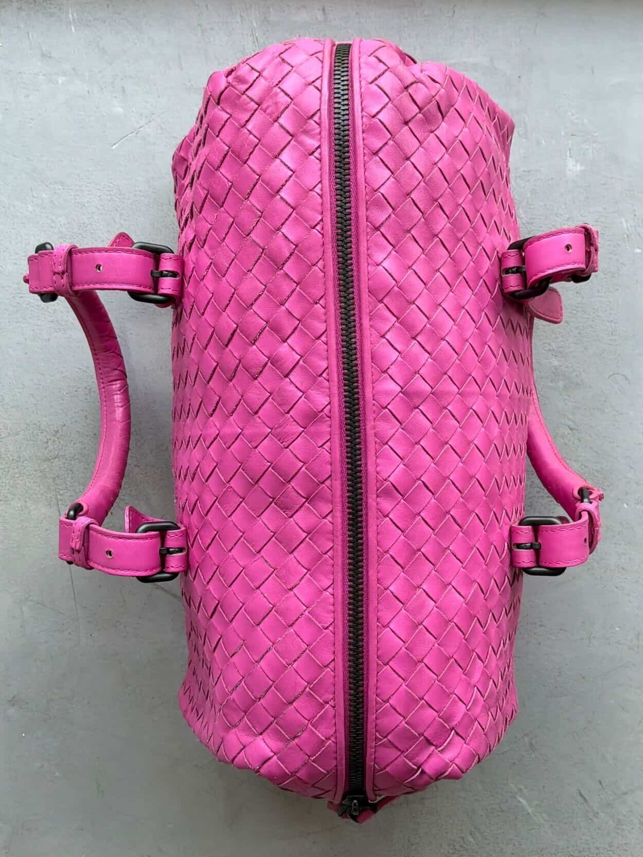 Bottega Veneta Pink Intrecciato Boston Bag