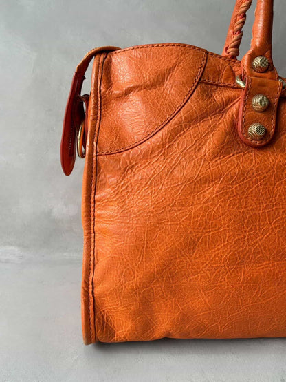 Balenciaga City Part Time Giant 12 Orange Lambskin Bag
