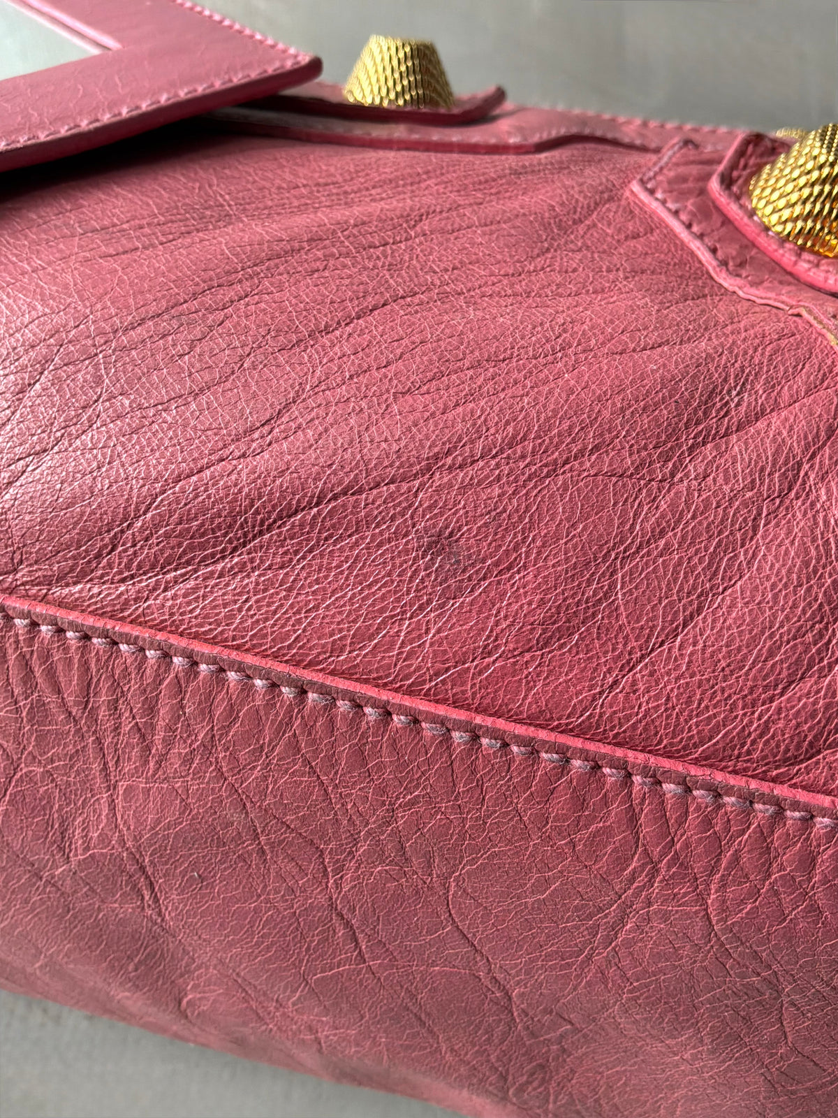 Balenciaga Classic City Pink on Gold Giant 21 Lambskin Bag