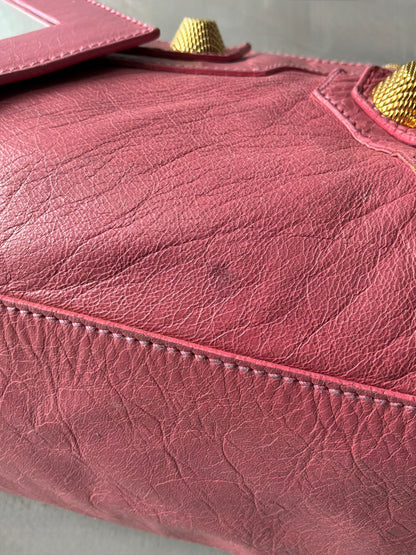 Balenciaga Classic City Pink on Gold Giant 21 Lambskin Bag