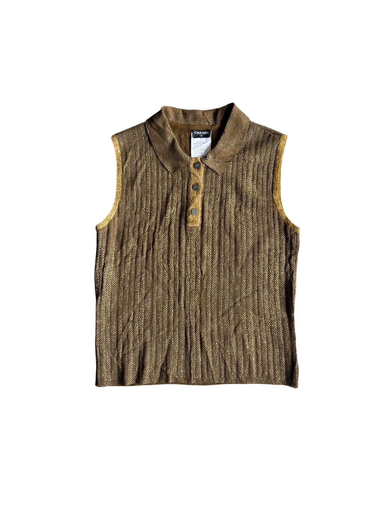 Chanel Metallic Collared Sleeveless