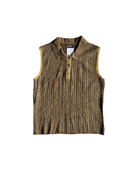 Chanel Metallic Collared Sleeveless