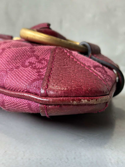 Gucci Pink Monogram Horsebit Chain Clutch/Shoulder Bag