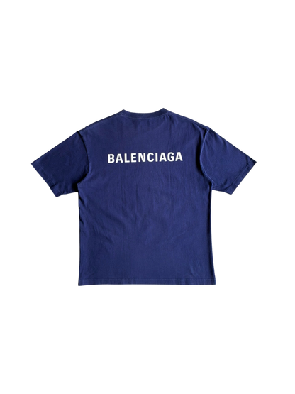 Balenciaga Script Mullet Blue Tee