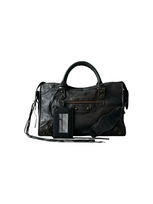 Balenciaga Classic City Black on Brass Lambskin Bag