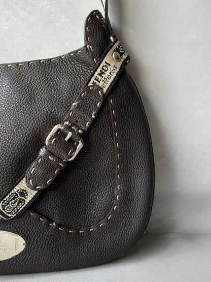Fendi Selleria Brown Leather Hobo Bag
