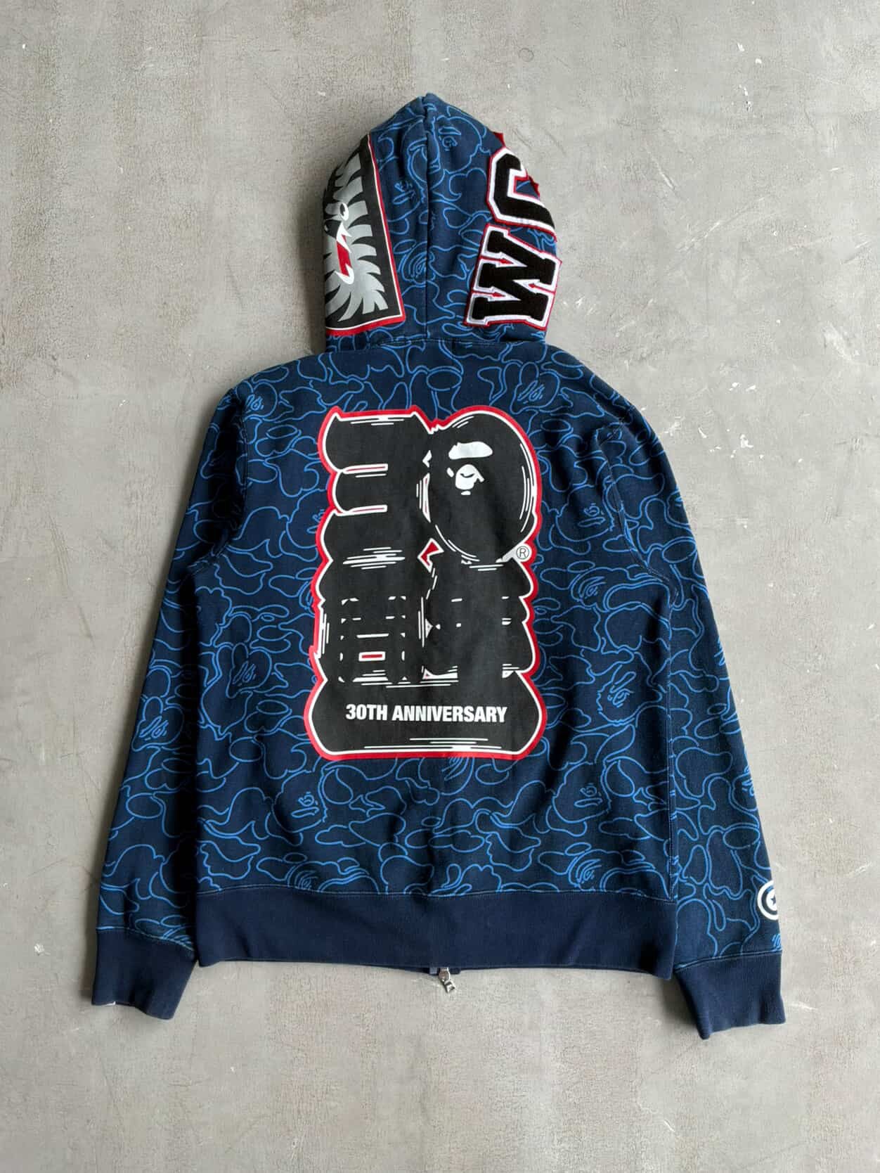 Bape 30th Anniversary Blue Camou Shark Full Zip Hoodie
