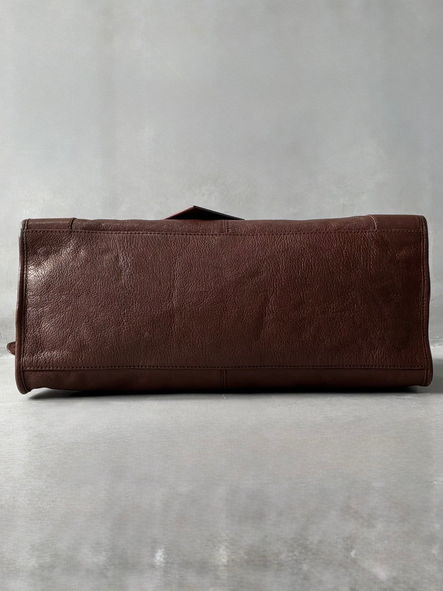 Balenciaga Part Time Chocolate Brown on Silver Lambskin Bag