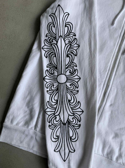 90’s Chrome Hearts Horseshoe Floral Zip Hoodie