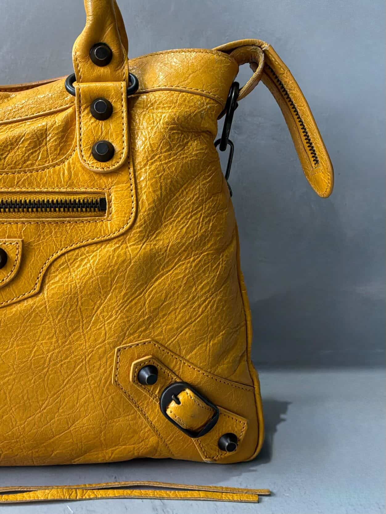 Balenciaga City Town Yellow Crossbody Lambskin Bag