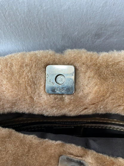 Fendi Beige Faux Fur Crossbody Bag