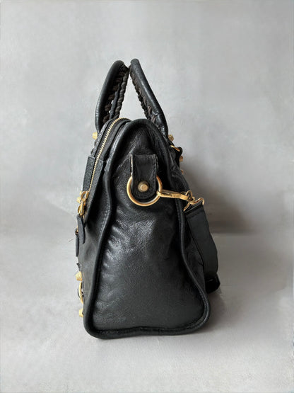 Balenciaga Classic City Black on Gold Giant 21 Lambskin Bag