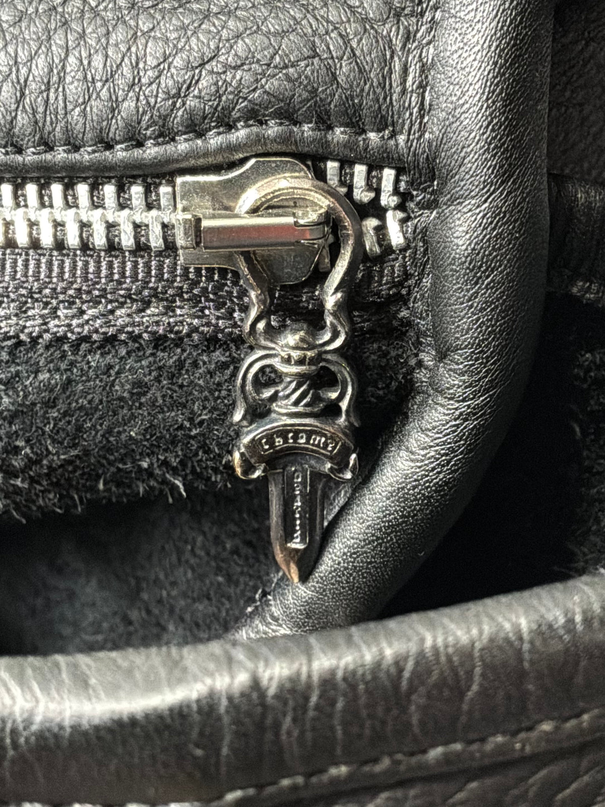 Chrome Hearts Cemetery Cross Patch Mail Leather Bag