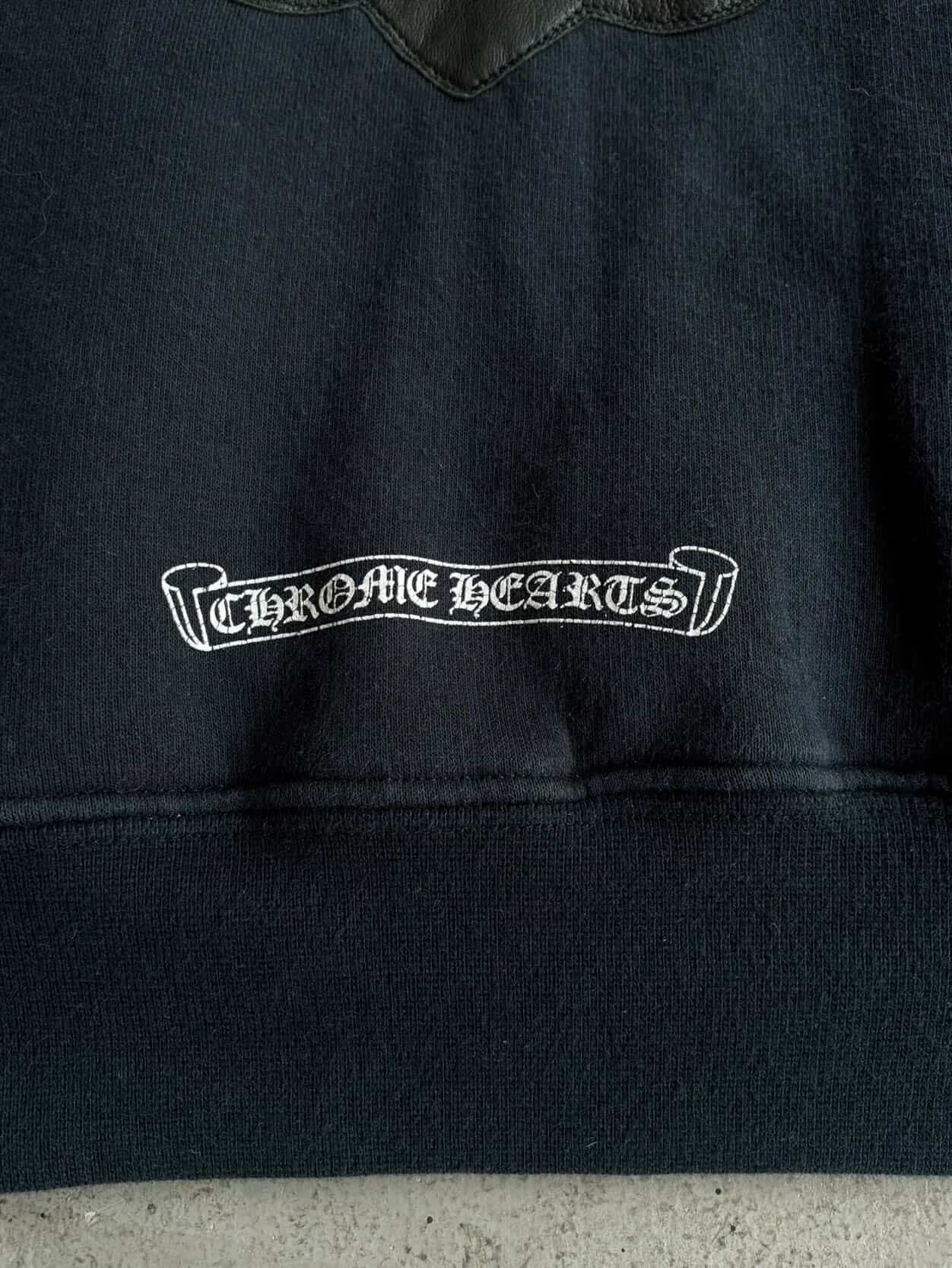 Vintage Chrome Hearts x Big Bang Leather Cross Patch Hoodie
