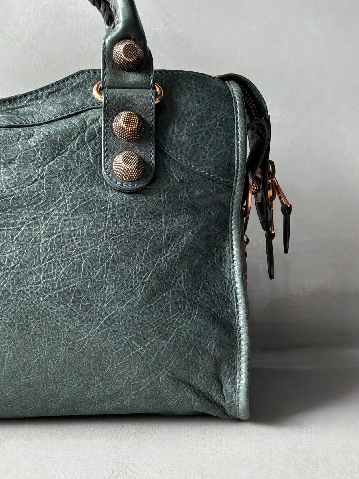Balenciaga City Giant 21 Dark Green Lamb Skin Bag
