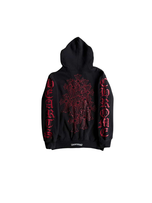 Chrome Hearts Vintage Red Cemetery Thermal Zip Hoodie