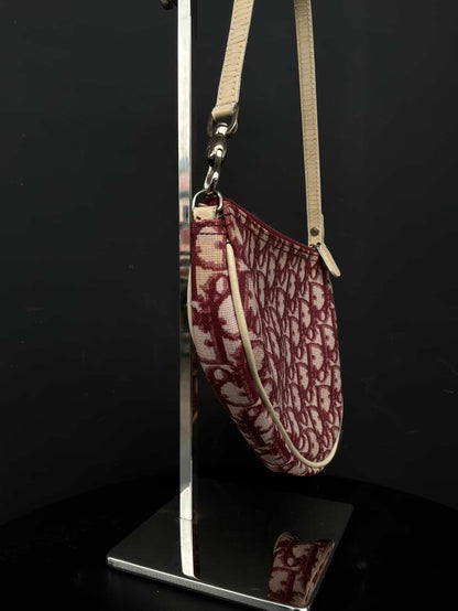 Dior Vintage Oblique Red Saddle Bag