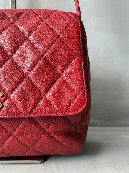 90’s Chanel Kelly Flap Caviar Shoulder Bag