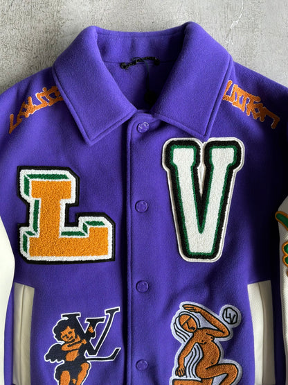 Louis Vuitton Purple Cartoon Patch Varsity Jacket
