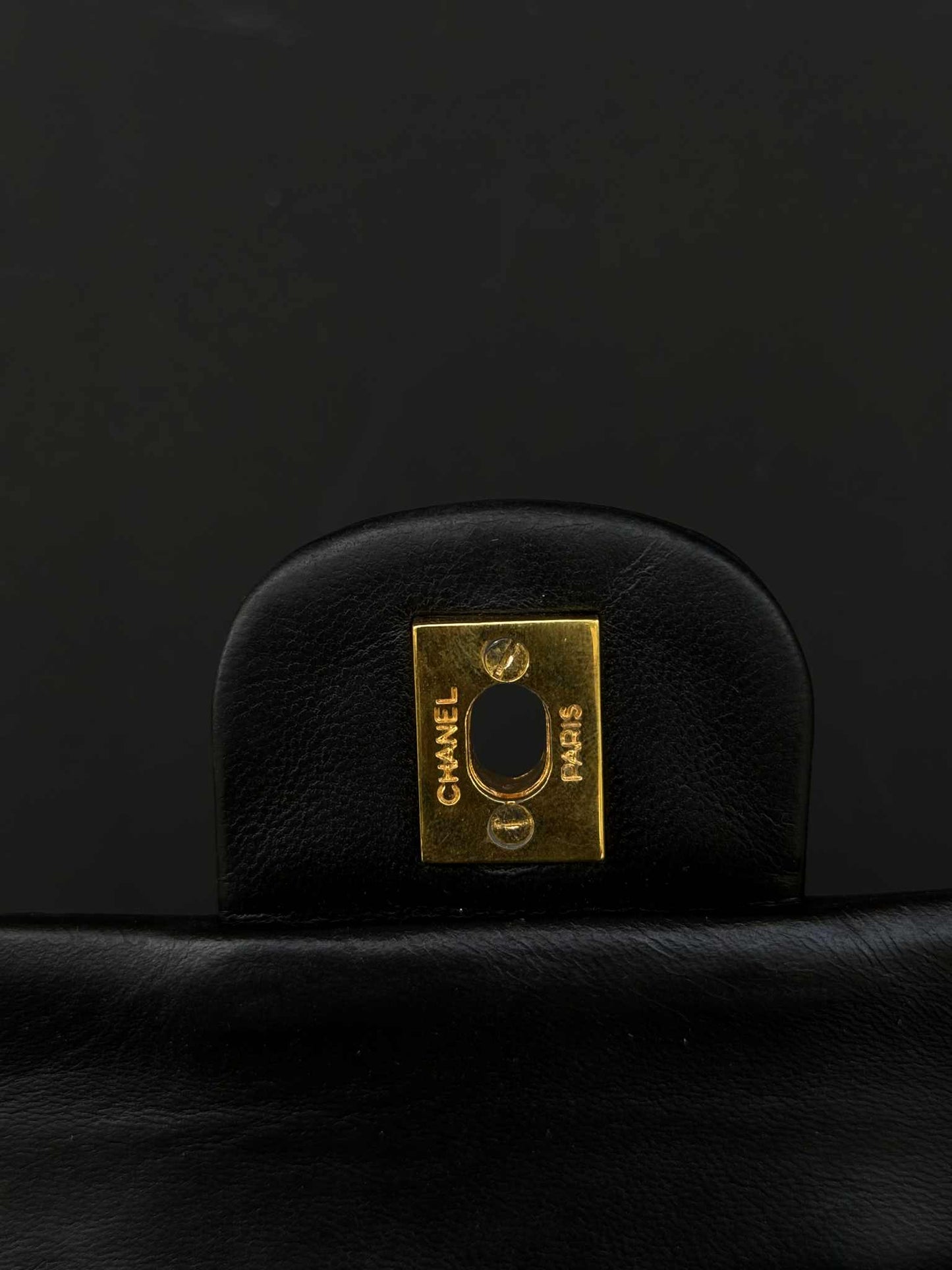 Chanel Vintage Gold on Black Meduim Double Flap Crossbody Bag