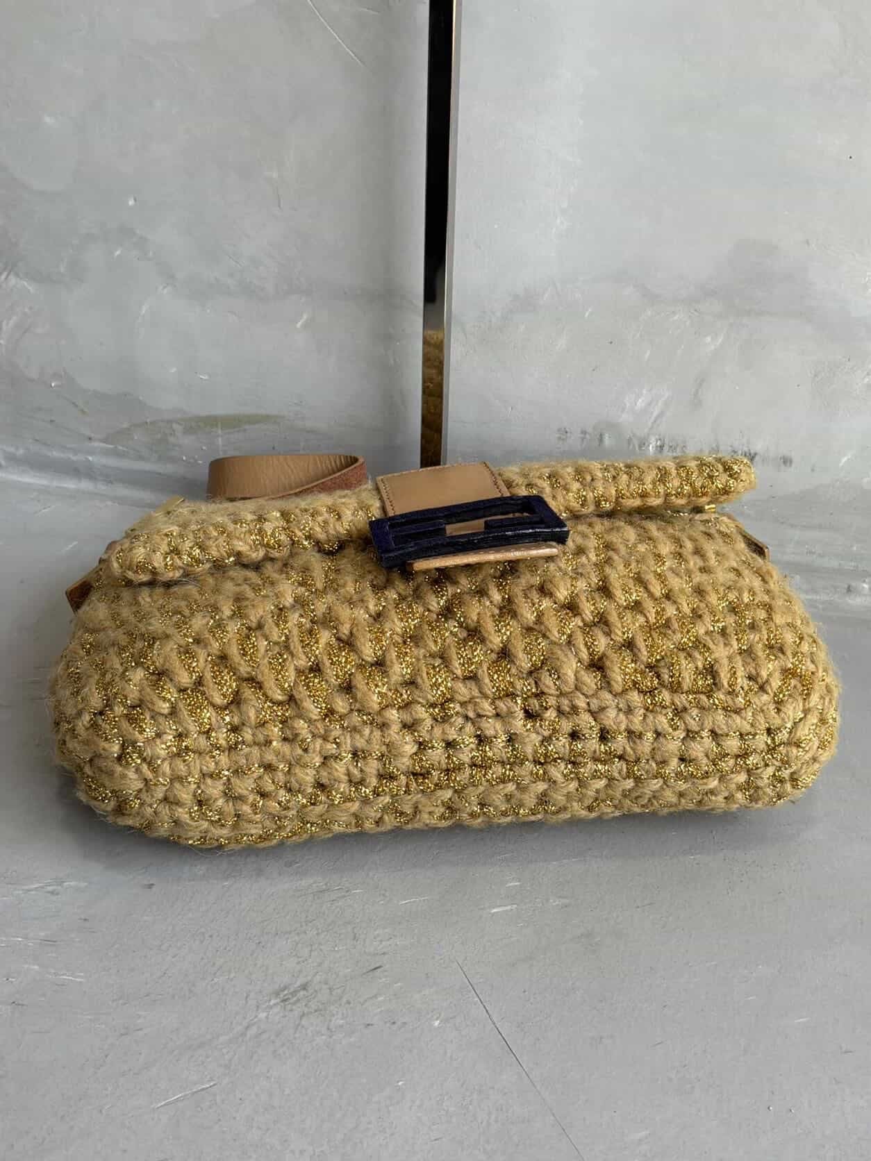 Fendi Woven Crochette Baguette Bag
