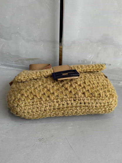 Fendi Woven Crochette Baguette Bag