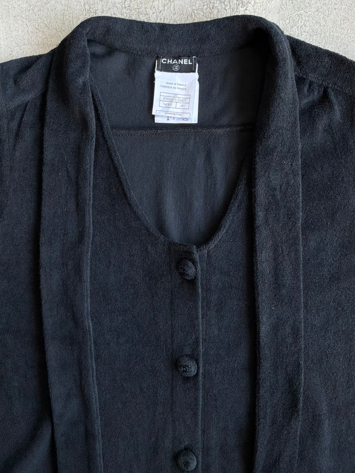 Chanel 2007 Ribbon Button Down Wool Top