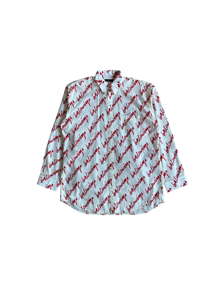 Balenciaga Lipstick Script All Over Print Shirt