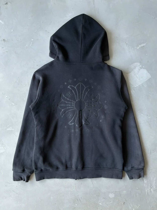 Vintage Chrome Hearts Tonal Cross Thermal Zip Hoodie
