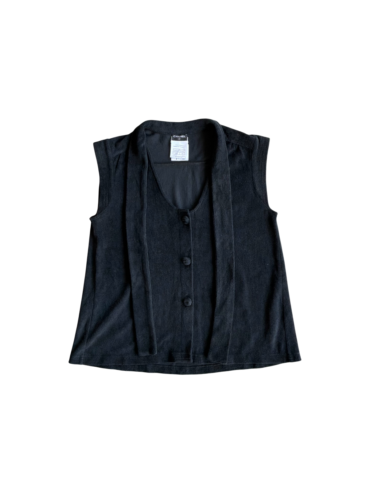 Chanel 2007 Ribbon Button Down Wool Top