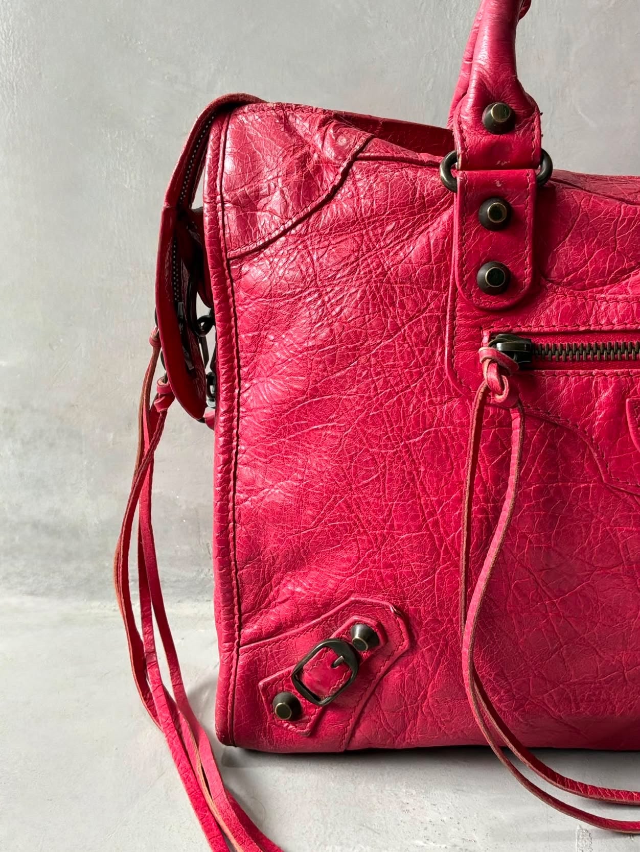 Balenciaga City Red Lambskin Bag