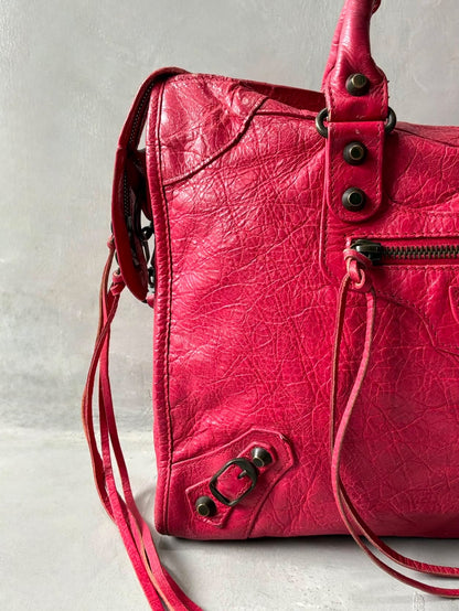 Balenciaga City Red Lambskin Bag