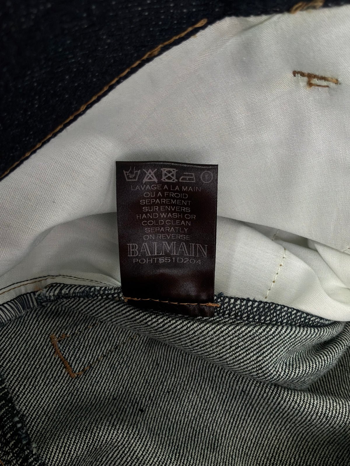 Balmain Homme Curved Cut Blue Denim Biker Jeans