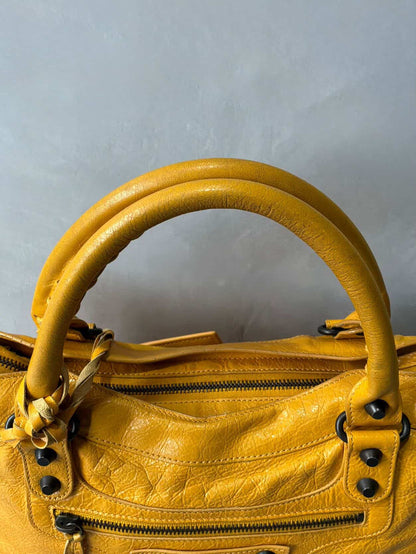 Balenciaga City Town Yellow Crossbody Lambskin Bag