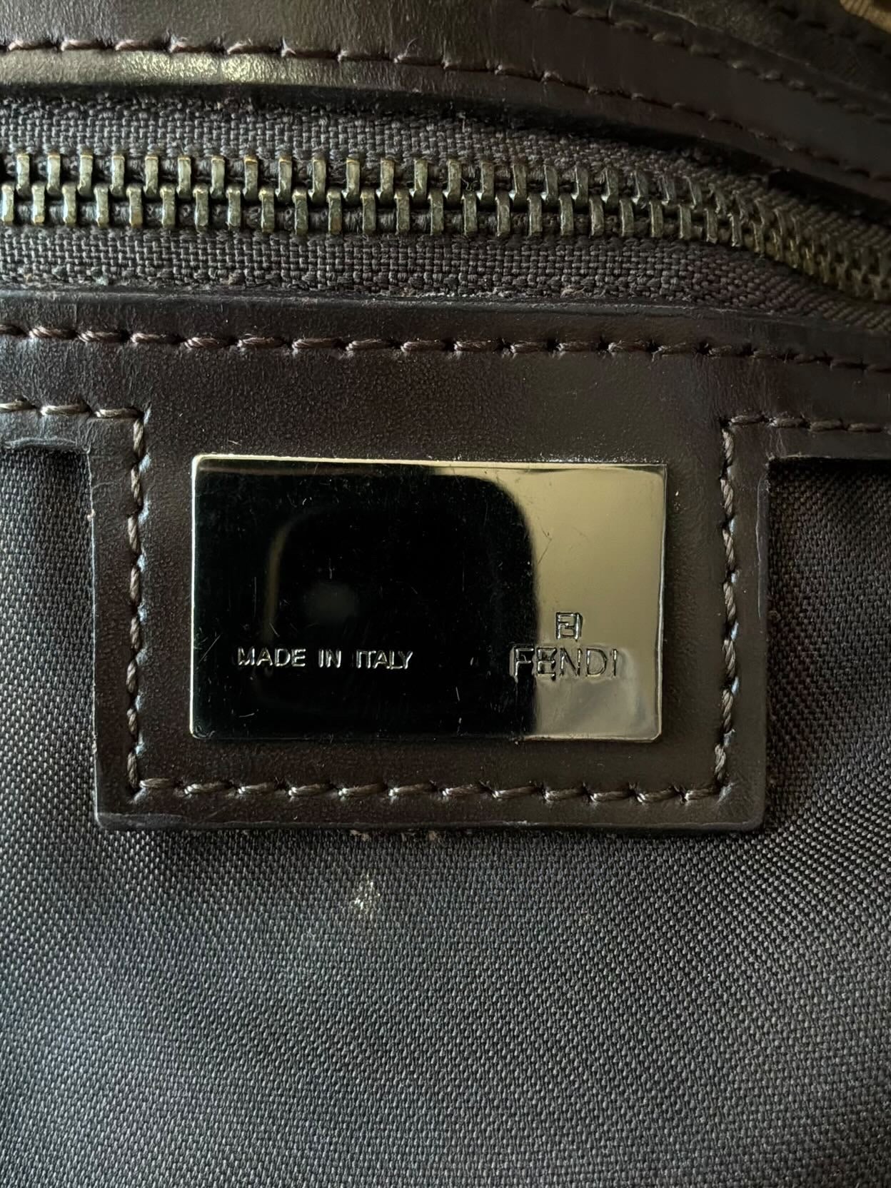 Fendi Zucchino Double Flap Baguette Bag