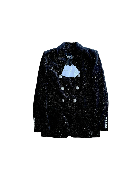 Balmain Stardust Double Breasted Velvet Coat