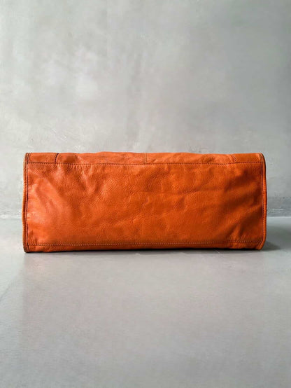 Balenciaga City Part Time Giant 12 Orange Lambskin Bag